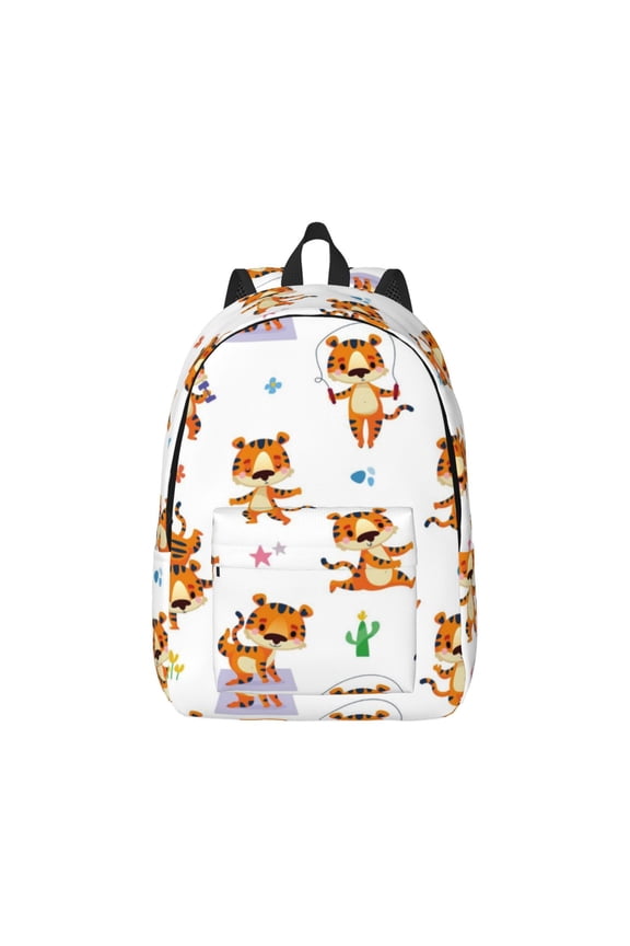 Tigers go in for Sports Pattern Canvas College Laptop Backpack,Travel Daypack,Durable Rucksack Travel Notebook Bag School Backpack Book Bag for Men Women-Medium