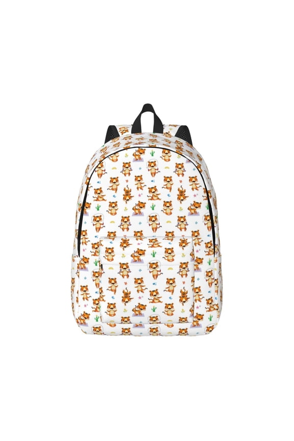 Tigers go in for Sports Pattern Canvas College Laptop Backpack,Travel Daypack,Durable Rucksack Travel Notebook Bag School Backpack Book Bag for Men Women-Small