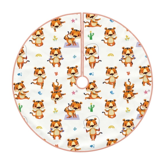 Rateoe Tigers go in for Sports Pattern Christmas Tree Skirt with Ties , Christmas Tree Decorations, Farmhouse Christmas Decor Xmas Holiday Decorations-30"