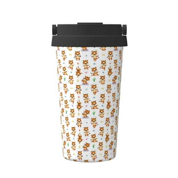 Rateoe Tigers go in for Sports Pattern Travel Coffee Mug Tumbler with Flip Lid | Reusable Insulated Stainless Steel Cold Brew Iced Coffee Cup Thermos
