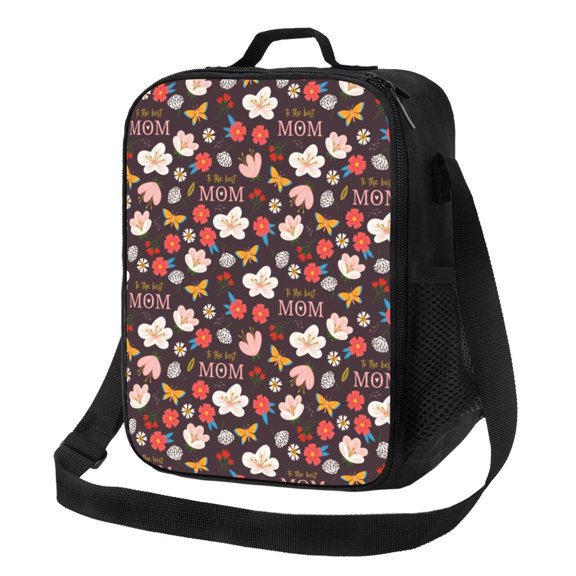 Rateoe To The Best Mom Lunch Bag Reusable Lunch Box with Shoulder Straps for Men Women Insulated Portable Lunchbox for adults Suitable for School Work Picnic