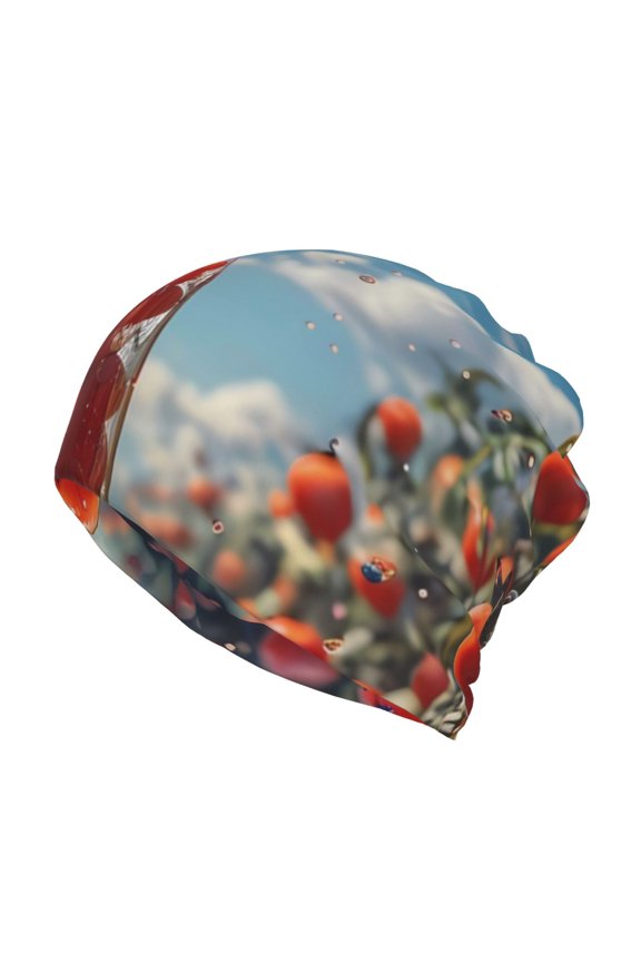 Tomato Field Bottle Cotton Slouchy Beanie Hat for Men/Women,Lightweight Oversize Large Thin Skull Cap Night Sleeping Cap
