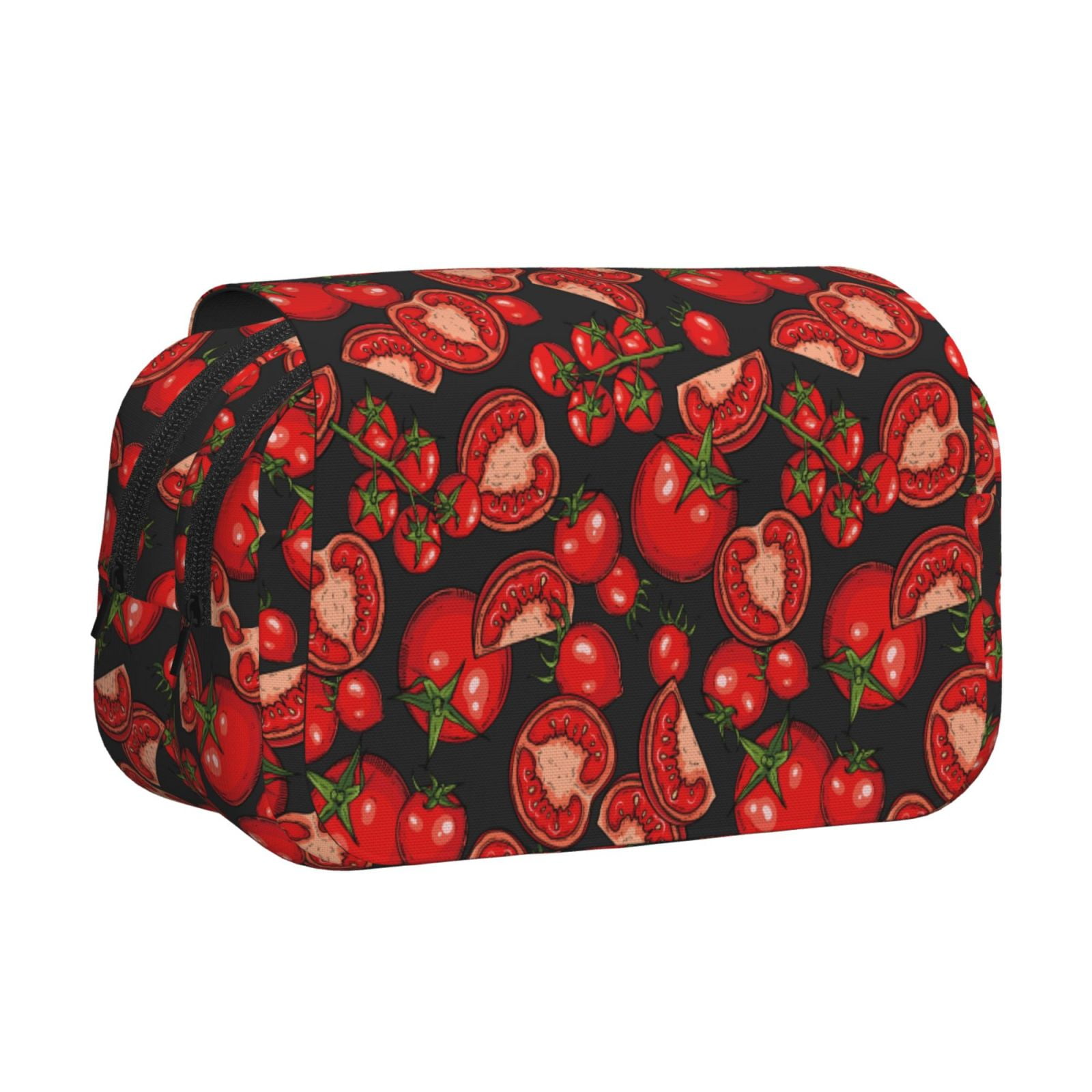 Rateoe Tomato Pattern Double Clamshell Pen Case, Storage Organizer with Two Zipper Compartments– Holds Up to 50 Pencils & Pens