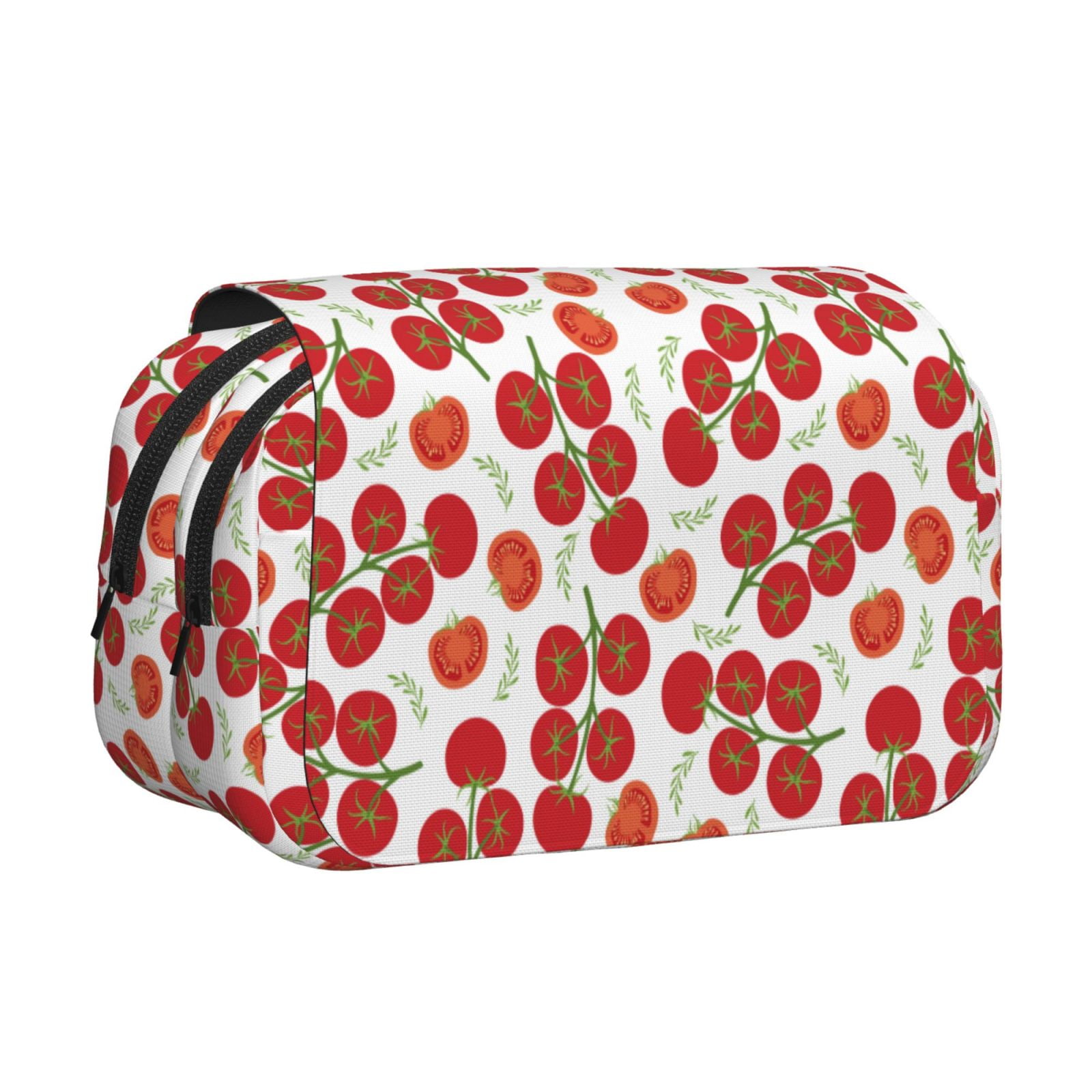 Rateoe Tomato Pattern Double Clamshell Pen Case, Storage Organizer with Two Zipper Compartments– Holds Up to 50 Pencils & Pens