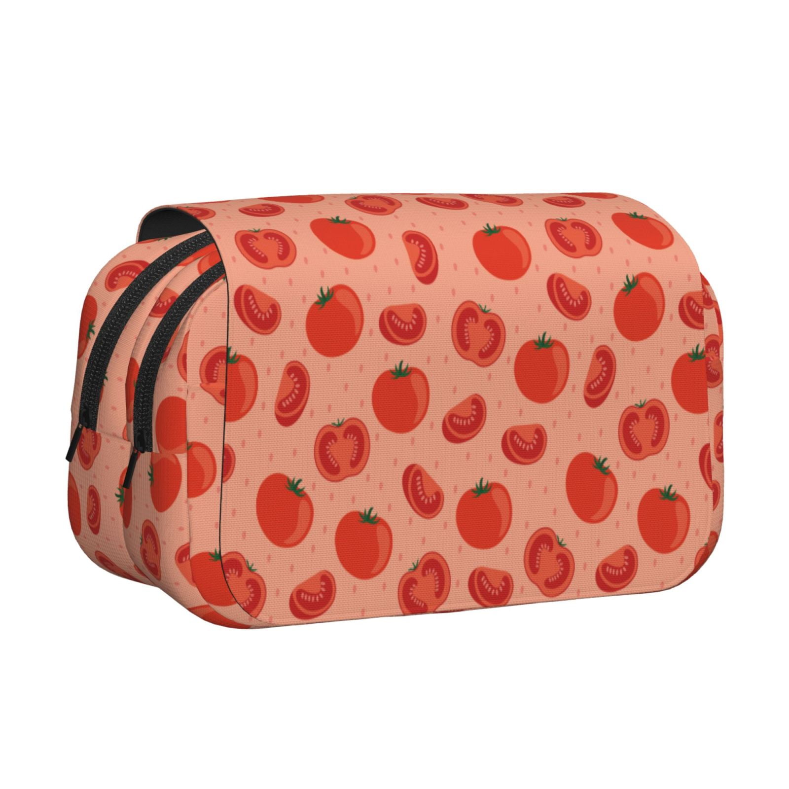 Rateoe Tomato Pattern Double Clamshell Pen Case, Storage Organizer with Two Zipper Compartments– Holds Up to 50 Pencils & Pens