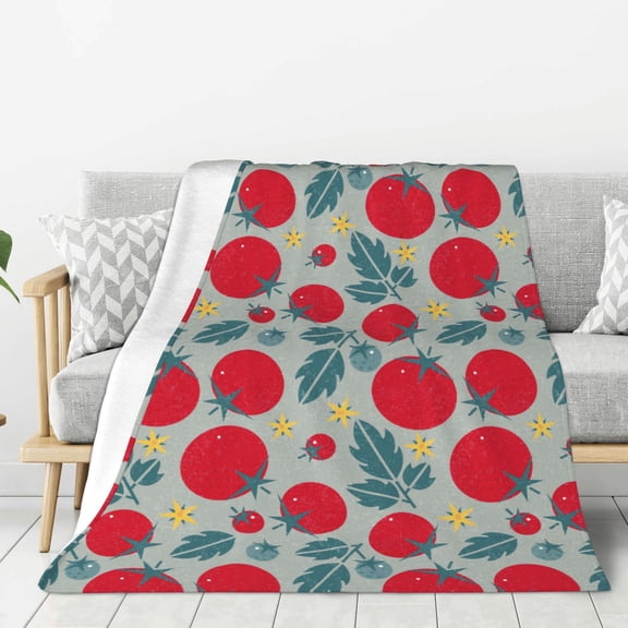 Rateoe Tomato Pattern Flannel Throw Blanket, Ultra-soft Blanket for Bed, Couch, Car, Hypoallergenic Anti-pilling blanket-40"x30"(Vertical)