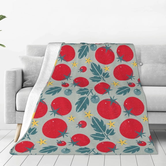 Rateoe Tomato Print Fuzzy Fleece Throw Blanket Extra Large,Super Soft,Fluffy and Warm Blankets for Couch,Bed,All Season Use (60"x50")