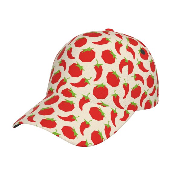Rateoe Tomatoes And Chili Pattern Baseball Cap Outdoor Cap Mountain Dad Hat - Unstructured Soft Cotton Cap-Adjustable UV Protection Cap