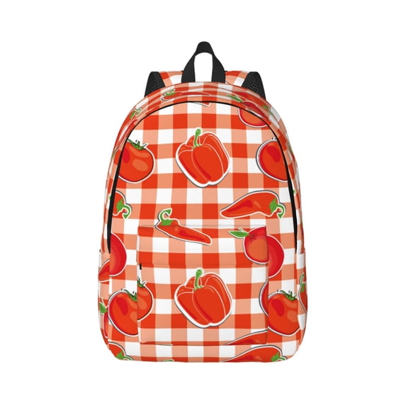 Rateoe Tomatoes And Chili Pattern Canvas College Laptop Backpack,Travel Daypack,Durable Rucksack Travel Notebook Bag School Backpack Book Bag for Men Women-Small