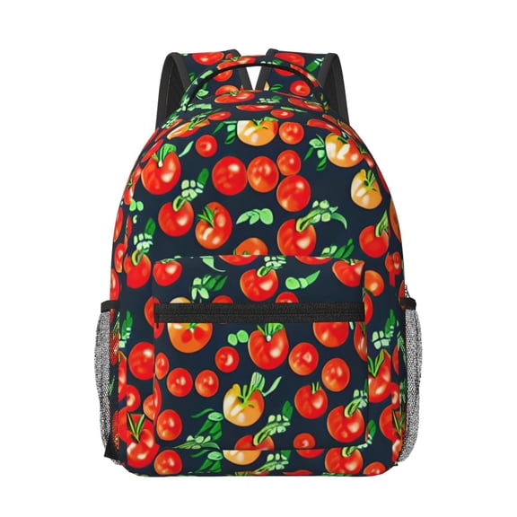 Rateoe Tomatoes Pattern Durable Student Backpack Laptop Bag- Ergonomic Design, Waterproof Twill Fabric - Ideal for School, Travel, and Outdoor Activities