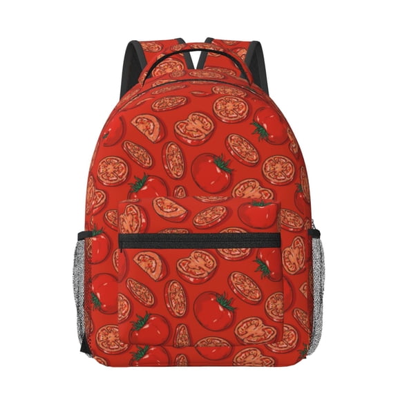 Rateoe Tomatoes Pattern Durable Student Backpack Laptop Bag- Ergonomic Design, Waterproof Twill Fabric - Ideal for School, Travel, and Outdoor Activities