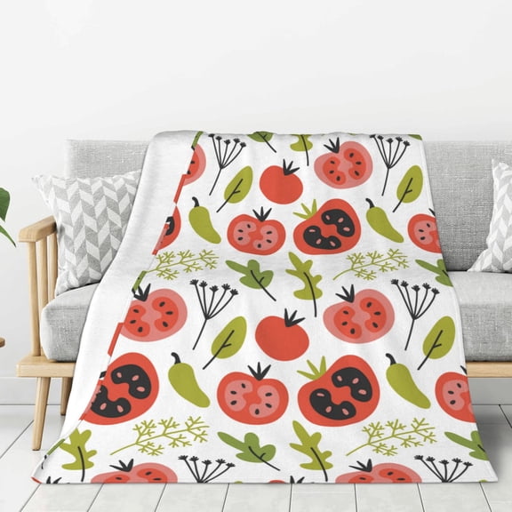 Rateoe Tomatoes Pattern Flannel Throw Blanket, Ultra-soft Blanket for Bed, Couch, Car, Hypoallergenic Anti-pilling blanket-40"x30"(Vertical)