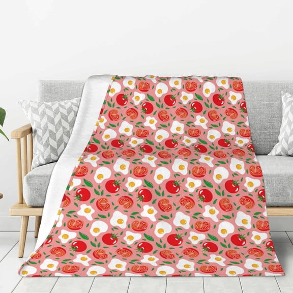 Rateoe Tomatoes Pattern Flannel Throw Blanket, Ultra-soft Blanket for Bed, Couch, Car, Hypoallergenic Anti-pilling blanket-60"x50"(Vertical)