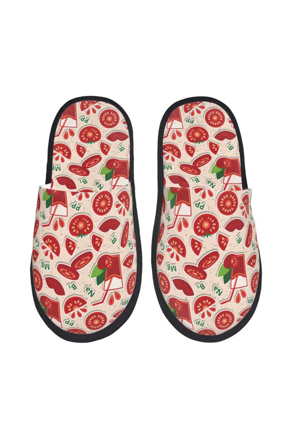 Tomatoes Pattern Fuzzy Slippers Fuzzy Soft House Slippers Plush Furry Warm Cozy Open Toe Fluffy Home Shoes-Medium
