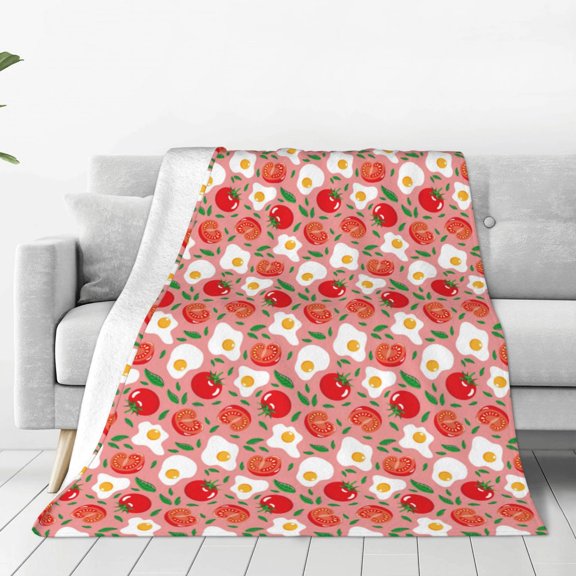 Rateoe Tomatoes Print Fuzzy Fleece Throw Blanket Extra Large,Super Soft,Fluffy and Warm Blankets for Couch,Bed,All Season Use (60"x50")