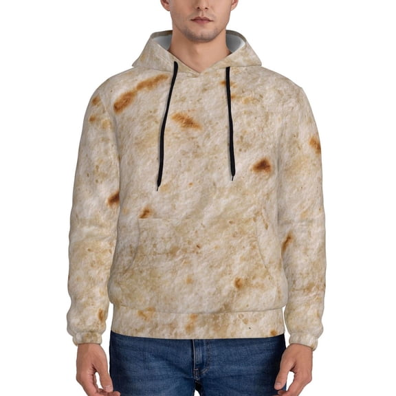 Rateoe Tortilla Pattern Mens Hoodie, Pullover Hooded Sweatshirt, Kangaroo Pocket Hoodie Ideal for Daily Wear, Travel and Home-Large