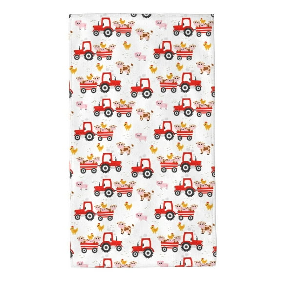 Rateoe Tractor With Farm Animals Pattern Microfiber Towel, Beach Towel, Pool Towel, Quick-dry Travel Towel, Soft and Plush towel, Absorbent Towel-27.5x16 Inch