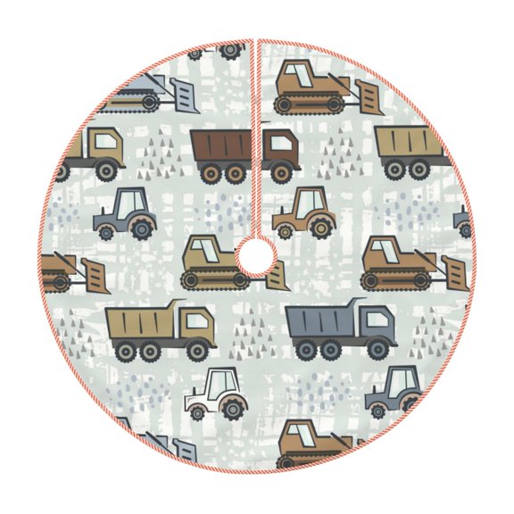 Rateoe Tractor and Dumper Pattern Christmas Tree Skirt with Ties , Christmas Tree Decorations, Farmhouse Christmas Decor Xmas Holiday Decorations-