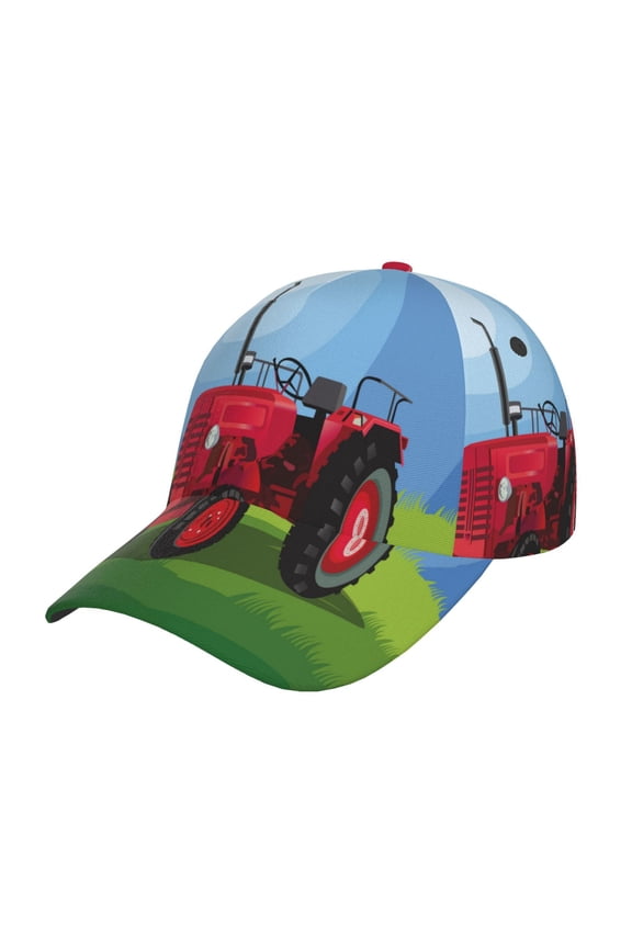 Tractor on farming land Pattern Mens Baseball Cap Adjustable Curved Brim Hat, Soft Cotton Sports Cap for Outdoor, Casual, and Everyday Wear, Comfortable & Breathable