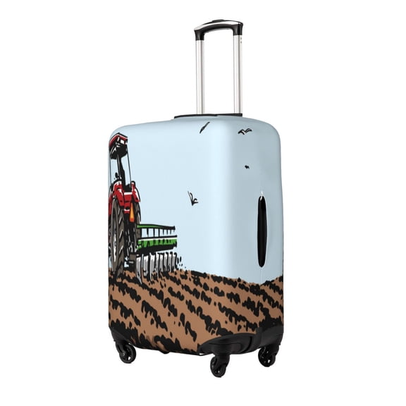 Rateoe Tractor plowing a field Printed Luggage Cover, Suitcase Protector Fits 18-32 Inch Luggage-