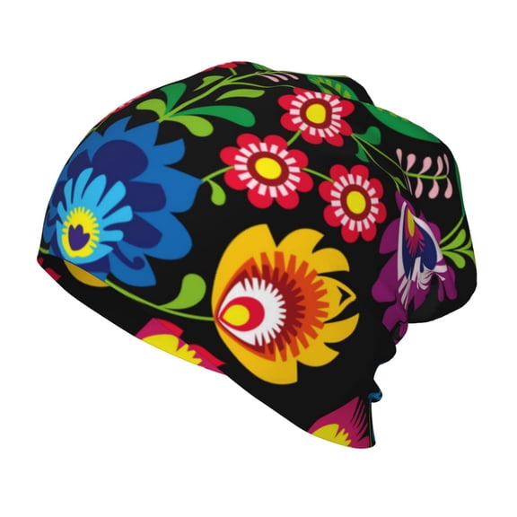Rateoe Traditional Floral Polish Kids Beanie Warm Knit Beanie Hats Boys Girls Winter Hat Soft Slouchy Hats for Kids