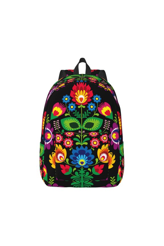 Traditional Floral Polish Pattern Canvas College Laptop Backpack,Travel Daypack,Durable Rucksack Travel Notebook Bag School Backpack Book Bag for Men Women-Small