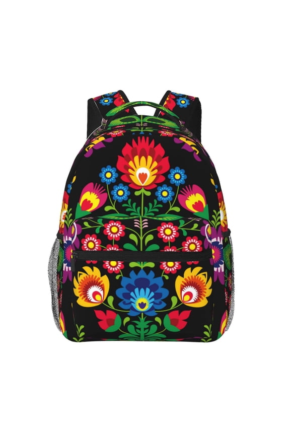 Traditional Floral Polish Pattern Casual Backpack for School, Work, Travel  Adjustable Straps, Multiple Compartments  Ergonomic Design, Fits Laptops and Tablets