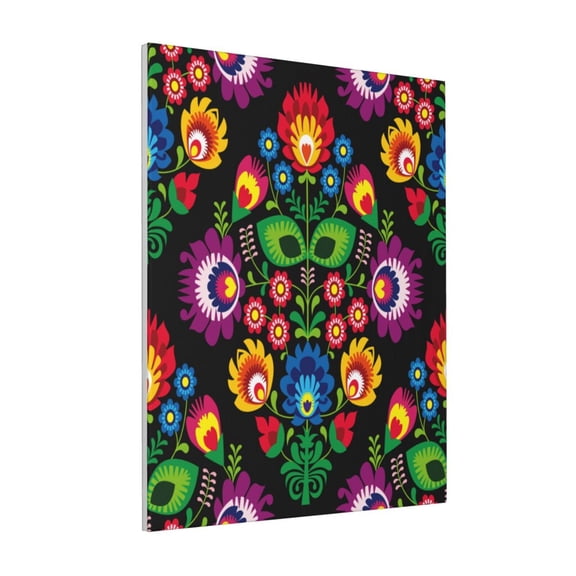 Rateoe Traditional Floral Polish Pattern Decorative Picture – Unique Modern Wall Art, Ready-to-Hang Canvas Print for Home (Vertical)
