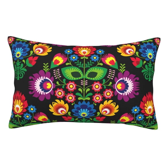 Rateoe Traditional Floral Polish Pattern Decorative Pillow Case,Throw Pillow Covers,Plush Pillow Cover,Soft Pillow Case,Velvet Pillow Case-14"x20"