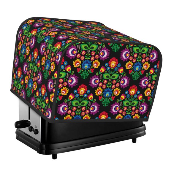 Rateoe Traditional Floral Polish Pattern Toaster Covers 4 Slice Wide Slot,Bread Machine Cover,Bread Dust Cover & Fingerprint Protection,Appliance Covers