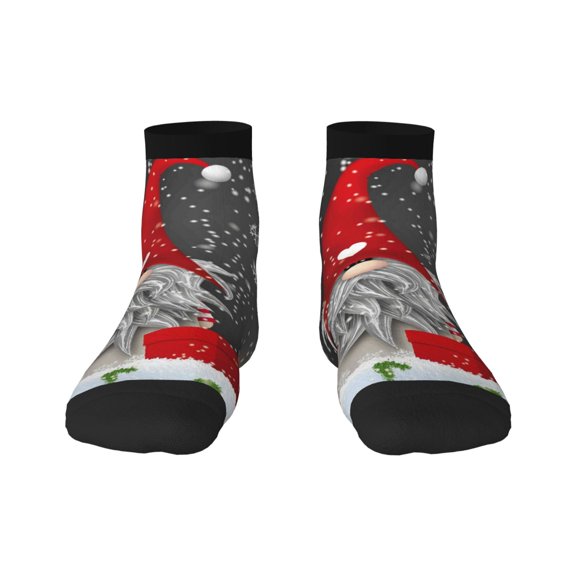 Rateoe Traditional Scandinavian Dwarf Pattern Quarter Crew Socks,Toe Seamed Ankle Socks,Cotton Cushioned Breathable Athletic Crew Sports Socks
