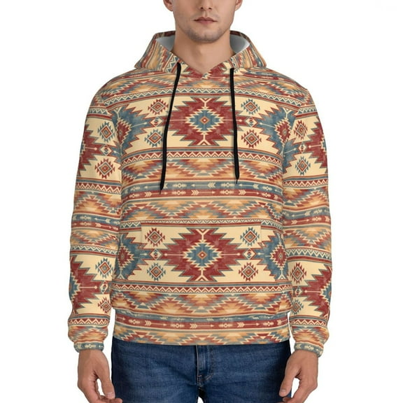 Rateoe Traditional Tribal Aztec Pattern Mens Hoodie, Pullover Hooded Sweatshirt, Kangaroo Pocket Hoodie Ideal for Daily Wear, Travel and Home-Large