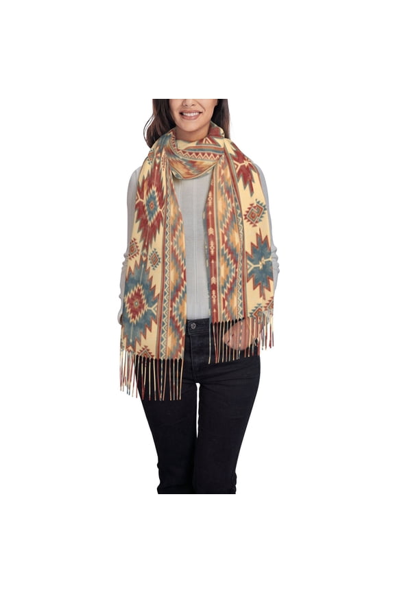 Traditional Tribal Aztec Women's Traditional Scarf Wrap Tassel Shawl Fringes Neck Head Shawl Retro Scarf