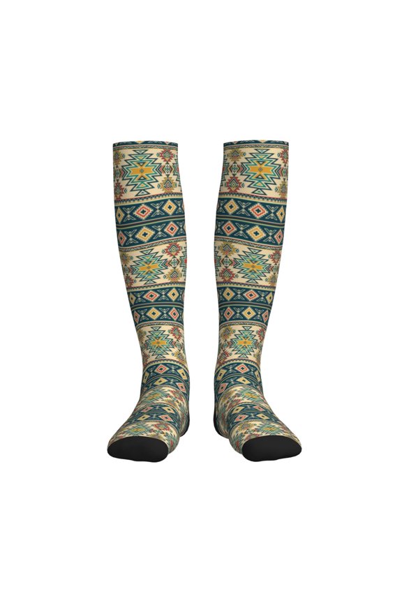 Traditional Tribal Aztec1 Compression Socks for Women and Men 20-30mmHg-Circulation Support Socks Knee High Nurse Pregnant Running Medical and Travel Athletic