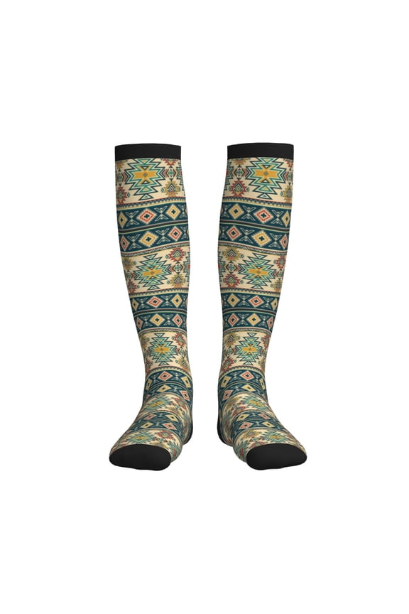Traditional Tribal Aztec1 Compression Socks for Women and Men 20-30mmHg-Circulation Support Socks Knee High Nurse Pregnant Running Medical and Travel Athletic