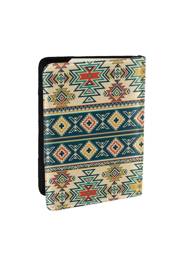 Traditional Tribal Aztec1 Pattern Passport Holder Wallet Leather Mulit-purpose Travel Wallet Credit Cards Case ,Passport Cover for Women Men-6.5 in