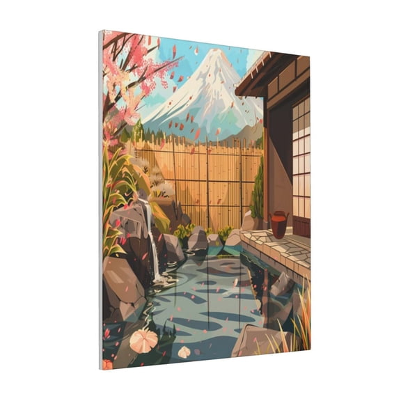 Rateoe Tranquil Garden Landscape Pattern Decorative Picture – Unique Modern Wall Art, Ready-to-Hang Canvas Print for Home (Vertical)