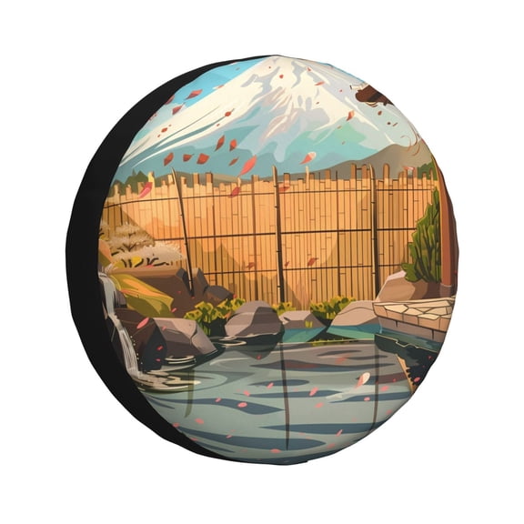 Rateoe Tranquil Garden Landscape Pattern Tire Cover Wheel Protectors Weatherproof Wheel Covers Universal Fit for Trailer Rv SUV Truck Camper Travel Trailers Accessories-15 inch