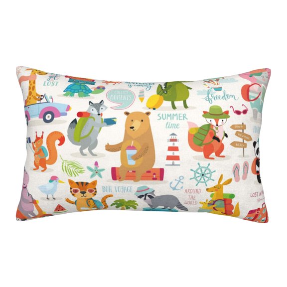 Rateoe Travel Animals Pattern Pillow Covers with Invisible Zipper(Pillows are not Included) Standard Pillowcases-14"x20"