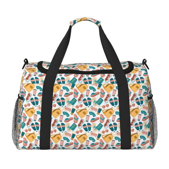 Rateoe Travel Elements Pattern Gym Bag for Women, Duffle Bag for Travel with Wet Pocket, Carry on Weekender Bags for Women, Water Resistant Travel Bag Duffel Bag