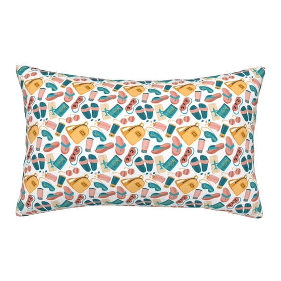 Rateoe Travel Elements Pattern Pillow Covers with Invisible Zipper(Pillows are not Included) Standard Pillowcases-14"x20"
