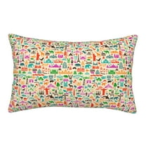 Rateoe Travel Pattern Pillow Covers with Invisible Zipper(Pillows are not Included) Standard Pillowcases-14"x20"