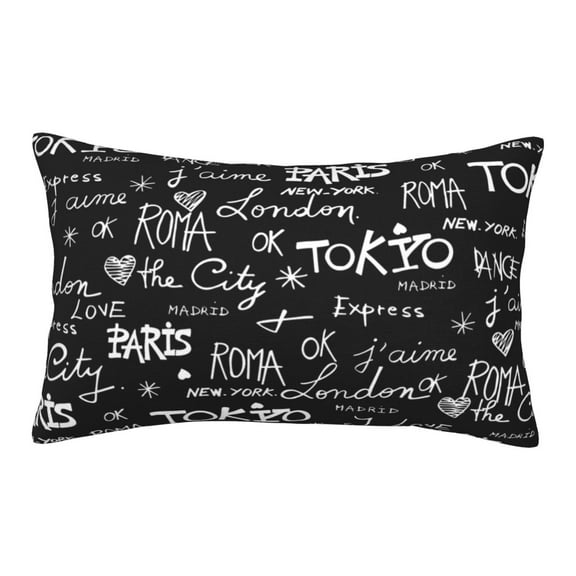 Rateoe Travel The World Pattern Pillow Covers with Invisible Zipper(Pillows are not Included) Standard Pillowcases-14"x20"