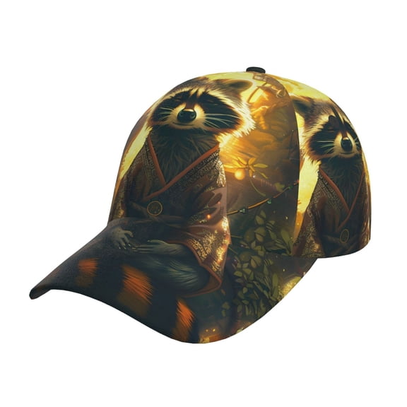Rateoe Tree Meditating Raccoon Pattern Baseball Cap Outdoor Cap Mountain Dad Hat - Unstructured Soft Cotton Cap-Adjustable UV Protection Cap