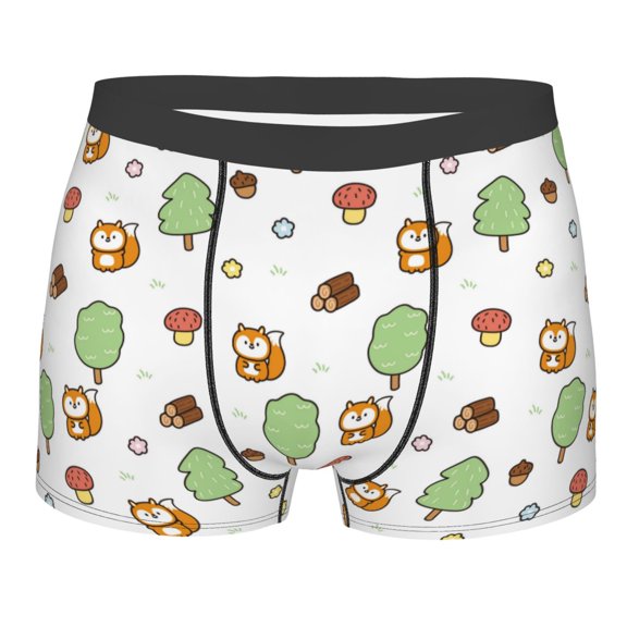 Rateoe Tree Squirrel Mens Boxer Briefs Poly Spandex Performance Boxer Briefs Underwear Hem Boxer Briefs - Medium