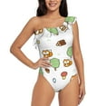 thumbnail image 1 of Rateoe Tree Squirrel Pattern Women One Piece Swimsuits Tummy Control One Shoulder Bathing Suits Ruffle Swimwear-, 1 of 6