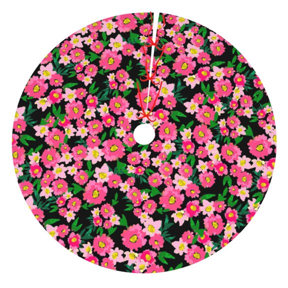 Rateoe Trendy Floral Print Christmas Tree Skirt 30" for Xmas Holiday New Year Party Circle Tree Mat Ornaments Decoration