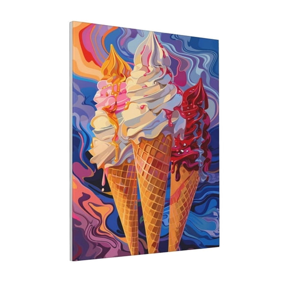 Rateoe Trio Of Dripping Cones Pattern Decorative Picture – Unique Modern Wall Art, Ready-to-Hang Canvas Print for Home (Vertical)