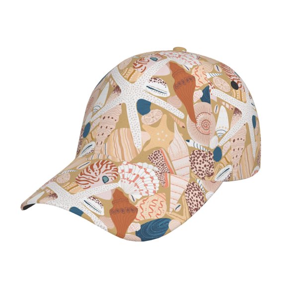Rateoe Tropical Beach Sea Shell Pattern Baseball Cap Outdoor Cap Mountain Dad Hat - Unstructured Soft Cotton Cap-Adjustable UV Protection Cap