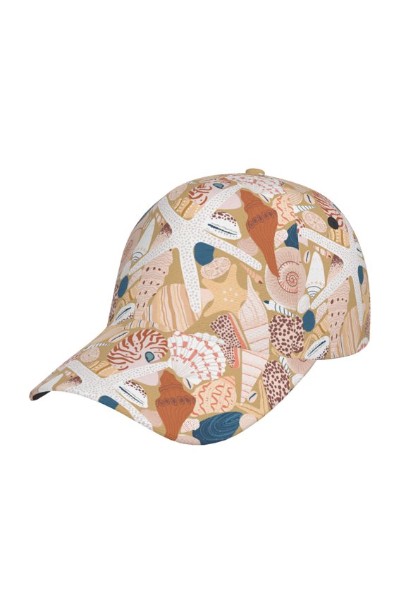 Tropical Beach Sea Shell Pattern Baseball Cap Outdoor Cap Mountain Dad Hat - Unstructured Soft Cotton Cap-Adjustable UV Protection Cap